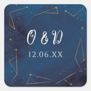 Star Signs Navy Initials Stickers Label Sky