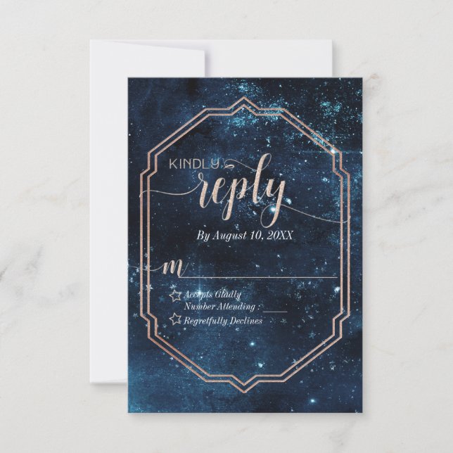 Star Sky Celestial Galaxy Wedding Reply RSVP (Front)