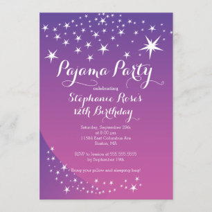 Star Sleepover Party Birthday Party Invitations