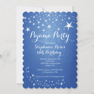 Star Sleepover Party Birthday Party Invitations