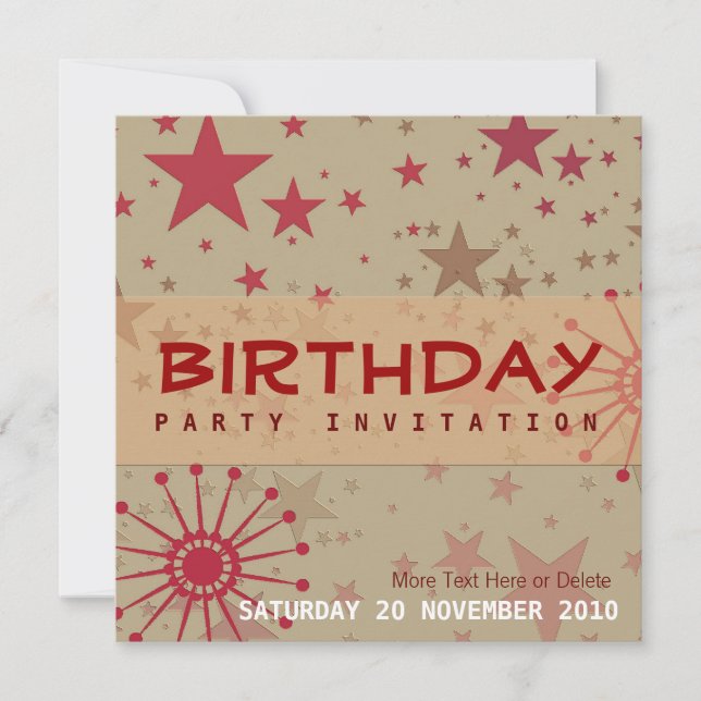 Star Spacey Party Birthday Invitation (Front)