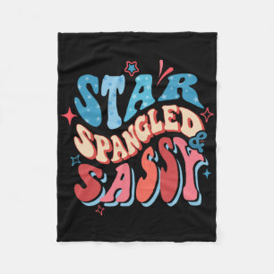 Star Spangled And Sy Independence Day Groovy 4th O Fleece Blanket