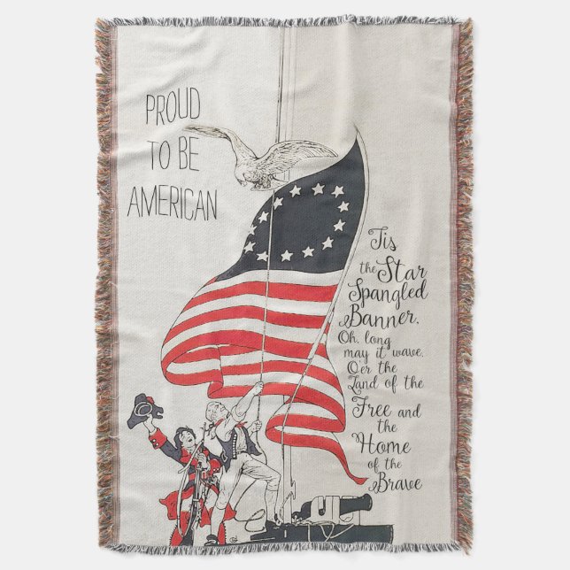 Star Spangled Banner America Flag Throw Blanket (Front Vertical)