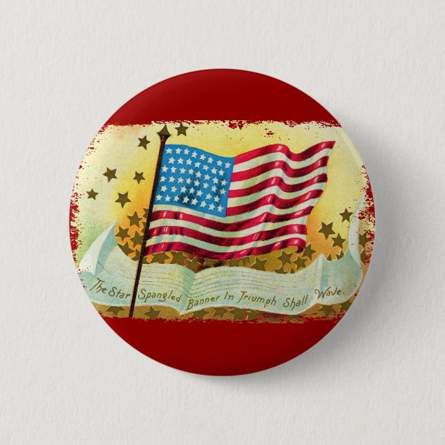 Star Spangled Banner American Flag Button (Front)