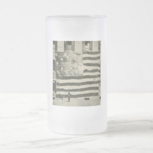 Star Spangled Banner: American Flag on Display Frosted Glass Beer Mug