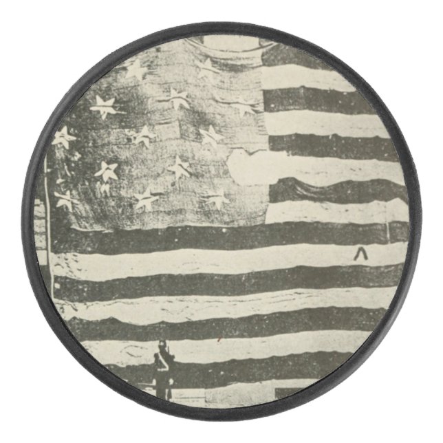 Star Spangled Banner: American Flag on Display Hockey Puck (Front)