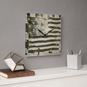 Star Spangled Banner: American Flag on Display Square Wall Clock