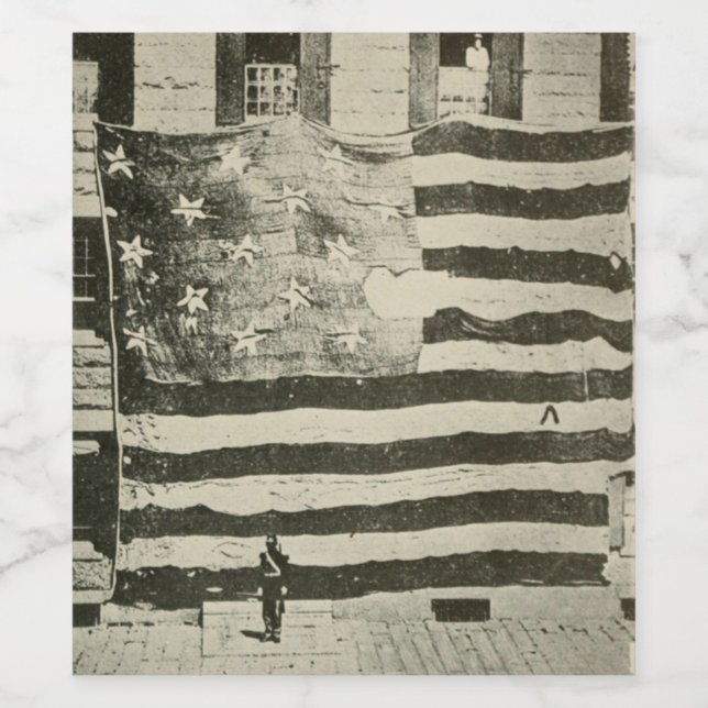 Star Spangled Banner: American Flag on Display Wine Label (Single Label)