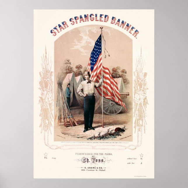 Star Spangled Banner Lithograph by P.S. Duval 1861 Poster (Front)