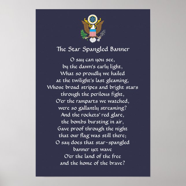 Star Spangled Banner Lyrics Poster (Front)