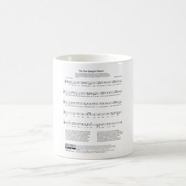 Star-Spangled Banner National Anthem Music Sheet Coffee Mug (Center)