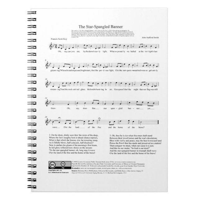 Star-Spangled Banner National Anthem Music Sheet Notebook (Front)