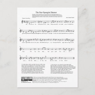 Star-Spangled Banner National Anthem Music Sheet Postcard