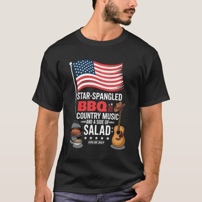Star Spangled BBQ Country Music Salad 4th Of July T-Shirt (Front)