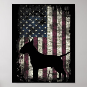 Star Spangled Bull Terrier Cute Usa Flag Dom Poster