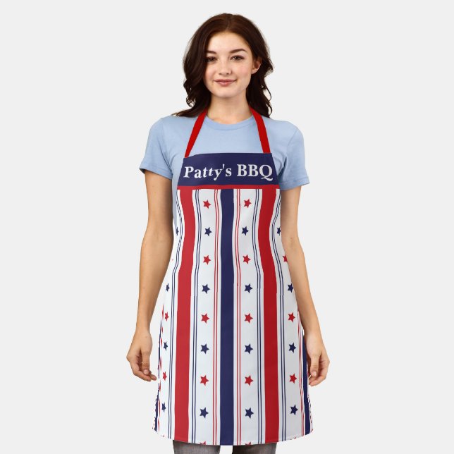 Star-Spangled Chef: Custom Red, White & Blue Apron (Worn)