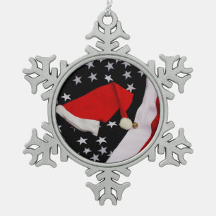 Star-Spangled Christmas Snowflake Pewter Christmas Ornament