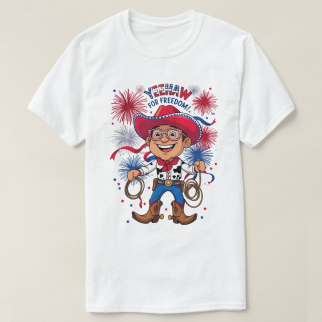 Star-Spangled Cowboy – 4th of July Celebration Des T-Shirt (Design Front)