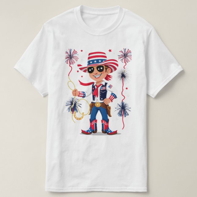 Star-Spangled Cowboy – 4th of July Celebration Des T-Shirt (Design Front)