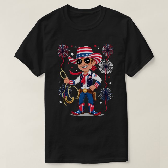 Star-Spangled Cowboy – 4th of July Celebration Des T-Shirt (Design Front)