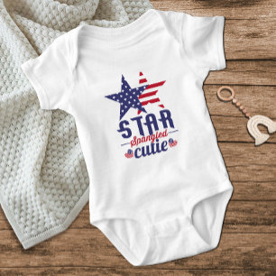 Star Spangled Cutie Red White Blue Stars July 4th Baby Bodysuit