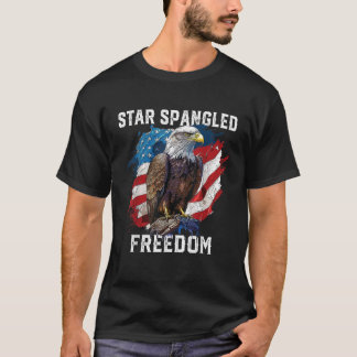 Star Spangled Freedom American Bald Eagle America  T-Shirt
