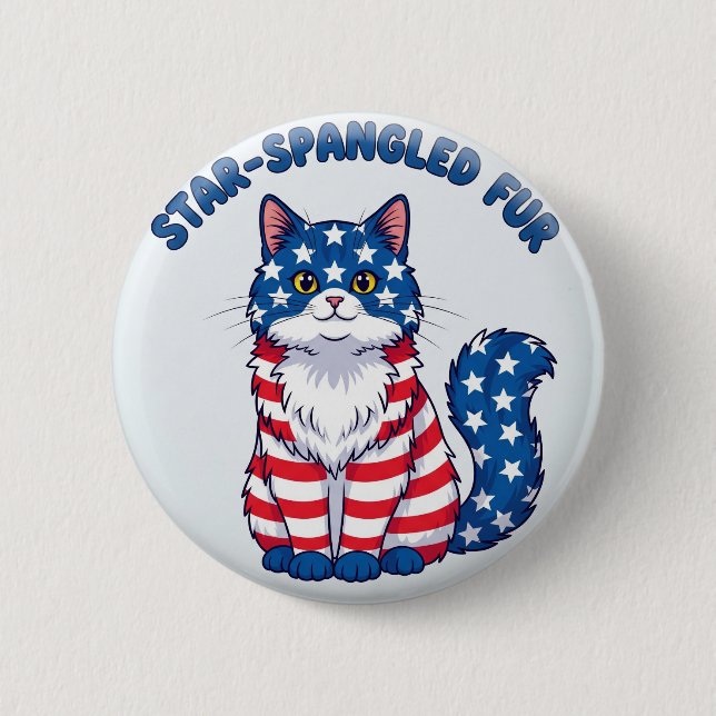 Star-Spangled Fur – Patriotic Cat Button (Front)