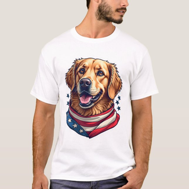Star Spangled Golden Retriever Vintage Tee (Front)