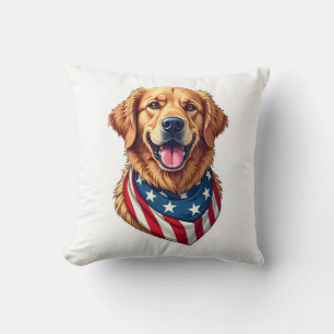 Star Spangled Golden Retriever Vintage Tee 4 Cushion