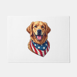 Star Spangled Golden Retriever Vintage Tee 4 Doormat