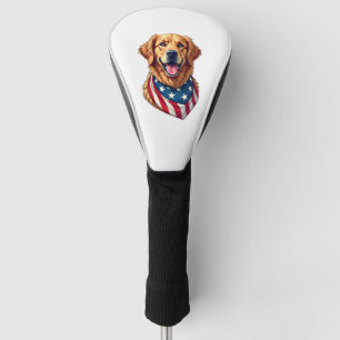 Star Spangled Golden Retriever Vintage Tee 4 Golf Head Cover