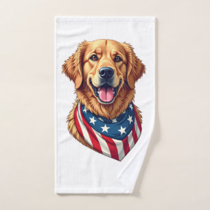 Star Spangled Golden Retriever Vintage Tee 4 Hand Towel