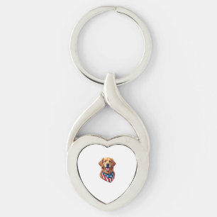 Star Spangled Golden Retriever Vintage Tee 4 Key Ring