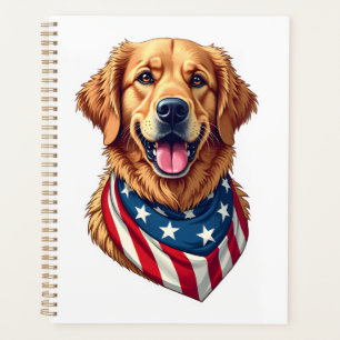 Star Spangled Golden Retriever Vintage Tee 4 Planner