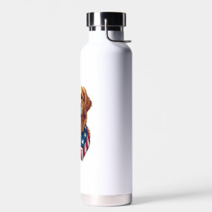 Star Spangled Golden Retriever Vintage Tee 4 Water Bottle