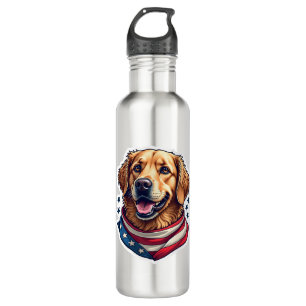 Star Spangled Golden Retriever Vintage Tee 710 Ml Water Bottle