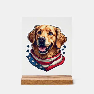 Star Spangled Golden Retriever Vintage Tee Acrylic Sign