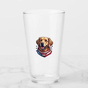 Star Spangled Golden Retriever Vintage Tee Glass