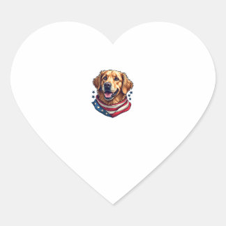 Star Spangled Golden Retriever Vintage Tee Heart Sticker