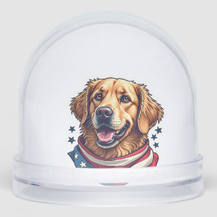 Star Spangled Golden Retriever Vintage Tee Snowglobe