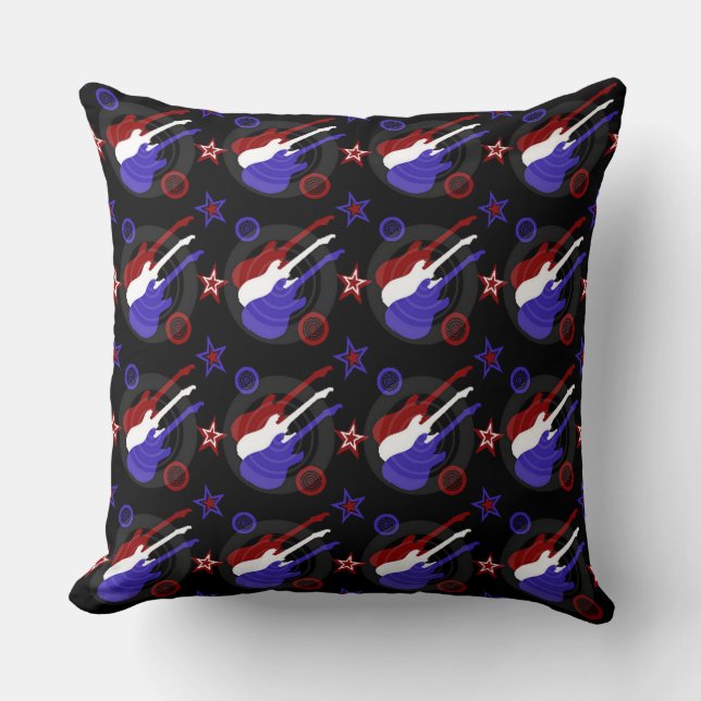 Star Spangled Guitars Pattern Cushion (Front)