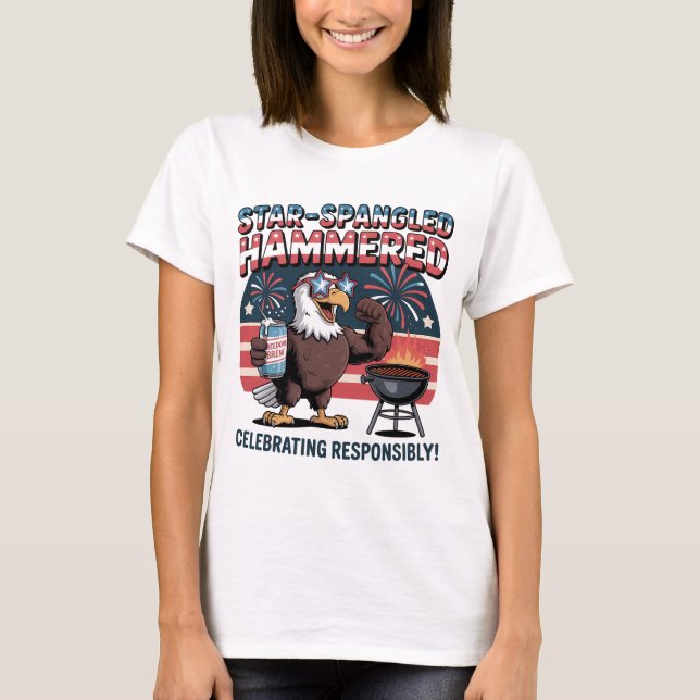 Star-Spangled Hammered Eagle Party T-Shirt (Front)