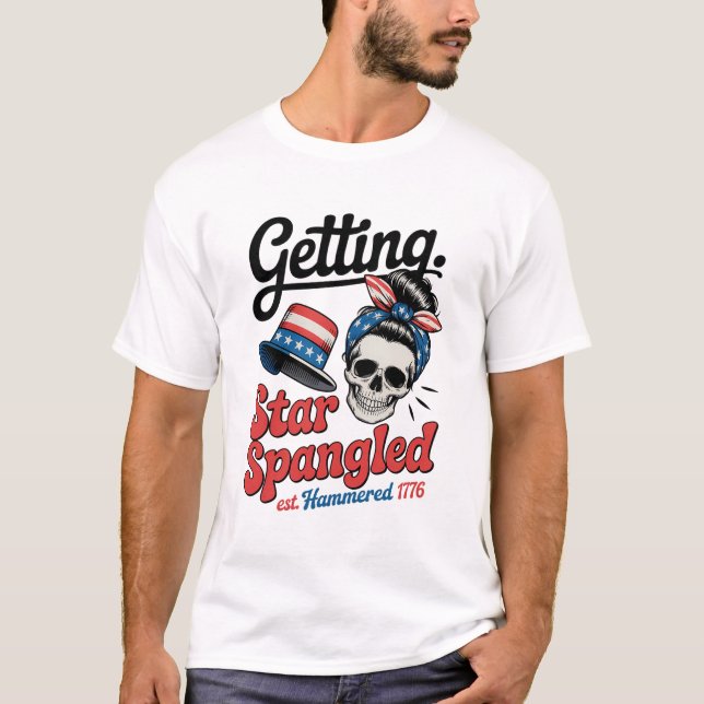 Star Spangled Hammered Skull T-Shirt (Front)