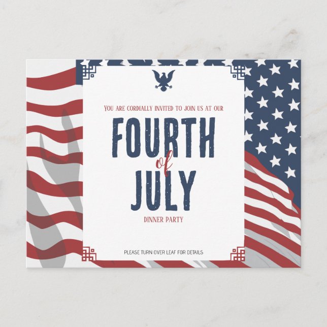 Star-Spangled Independence Day 4th of July Invitation Postcard (Front)