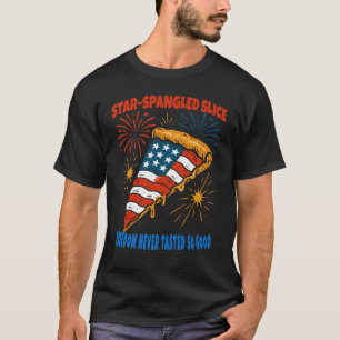 Star-Spangled Pizza Slice for 4th of July Food Fan T-Shirt