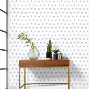 Star Spangled Silver Stars On White Americana Wallpaper