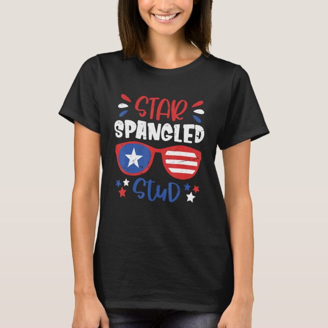 Star Spangled Stud 4th of July Toddler Outfit Patr T-Shirt (Front)
