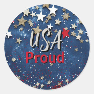 Star Spangled USA Proud Classic Round Sticker