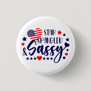 Star Spankled and Sassy American Flag Heart 3 Cm Round Badge
