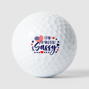 Star Spankled and Sassy American Flag Heart Golf Balls